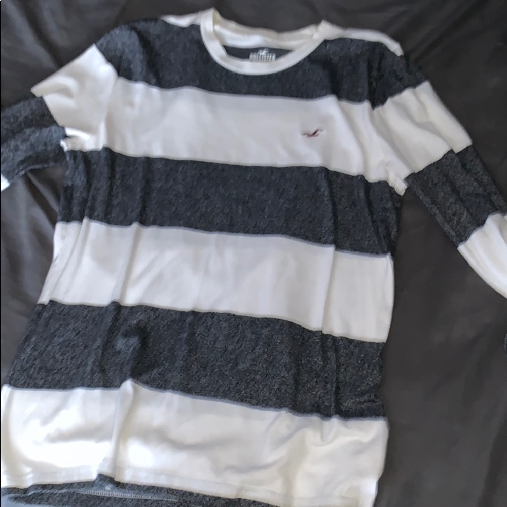 Mens Small Long Sleeve Shirt Hollister White/Grey